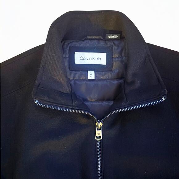 Calvin Klein Black Wool Bomber Jacket Men’s L – Quilted Lining - Picture 4 of 8